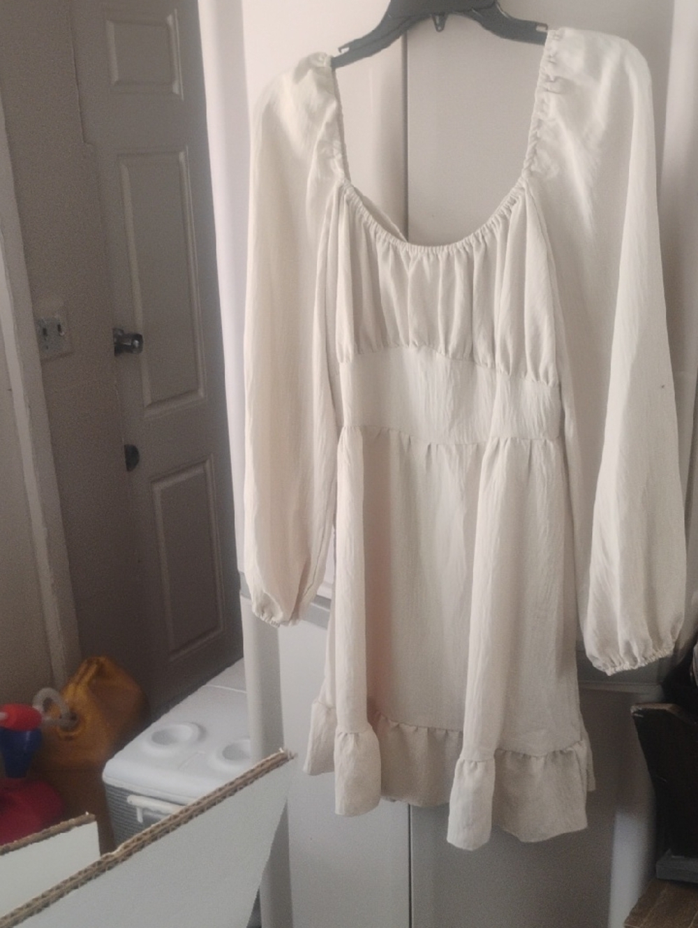 SHEIN Cream Long Sleeve Mini Dress